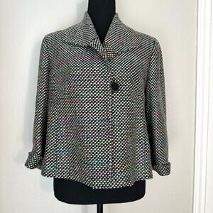 Doncaster VTG 90s Silk Tweed Boucle Multicolored Single Button Unique‎ Coat 10